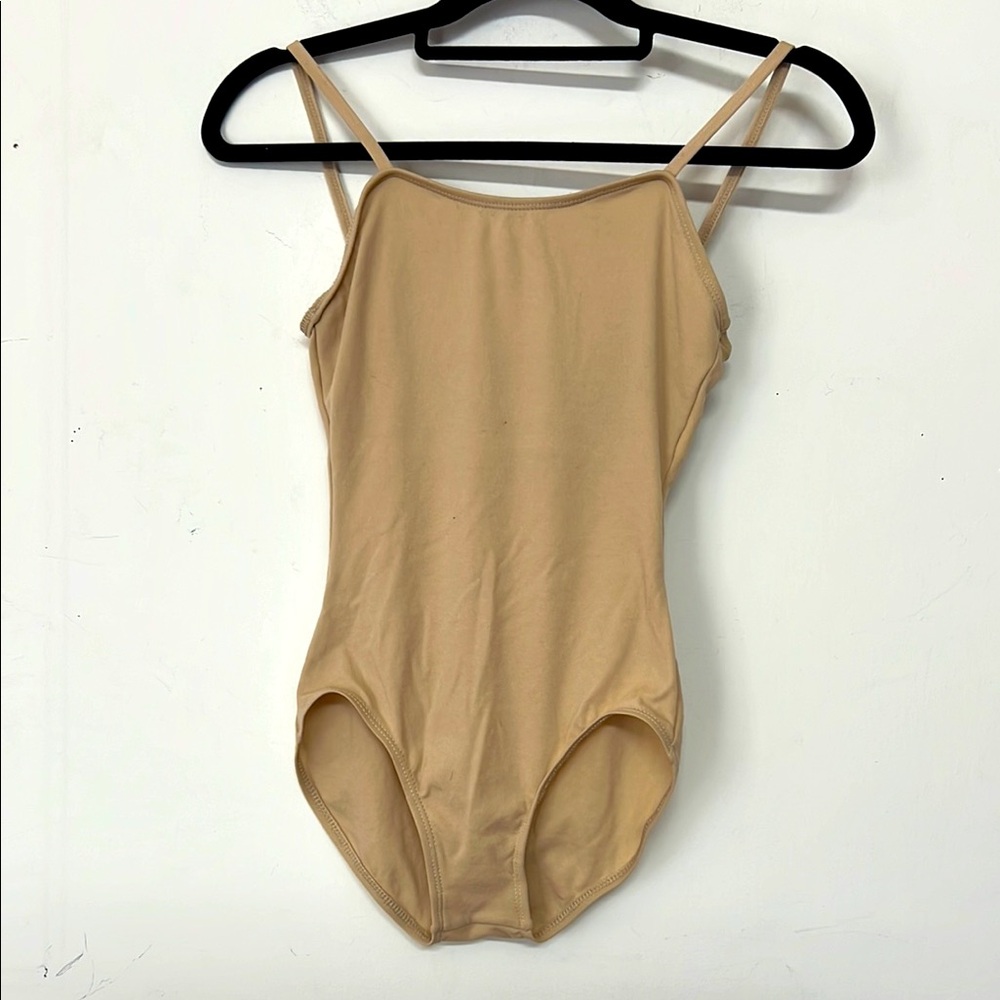 🌞 Capezio Vintage Beige Spaghetti Strap One Piece Leotard Bodysuit women size S